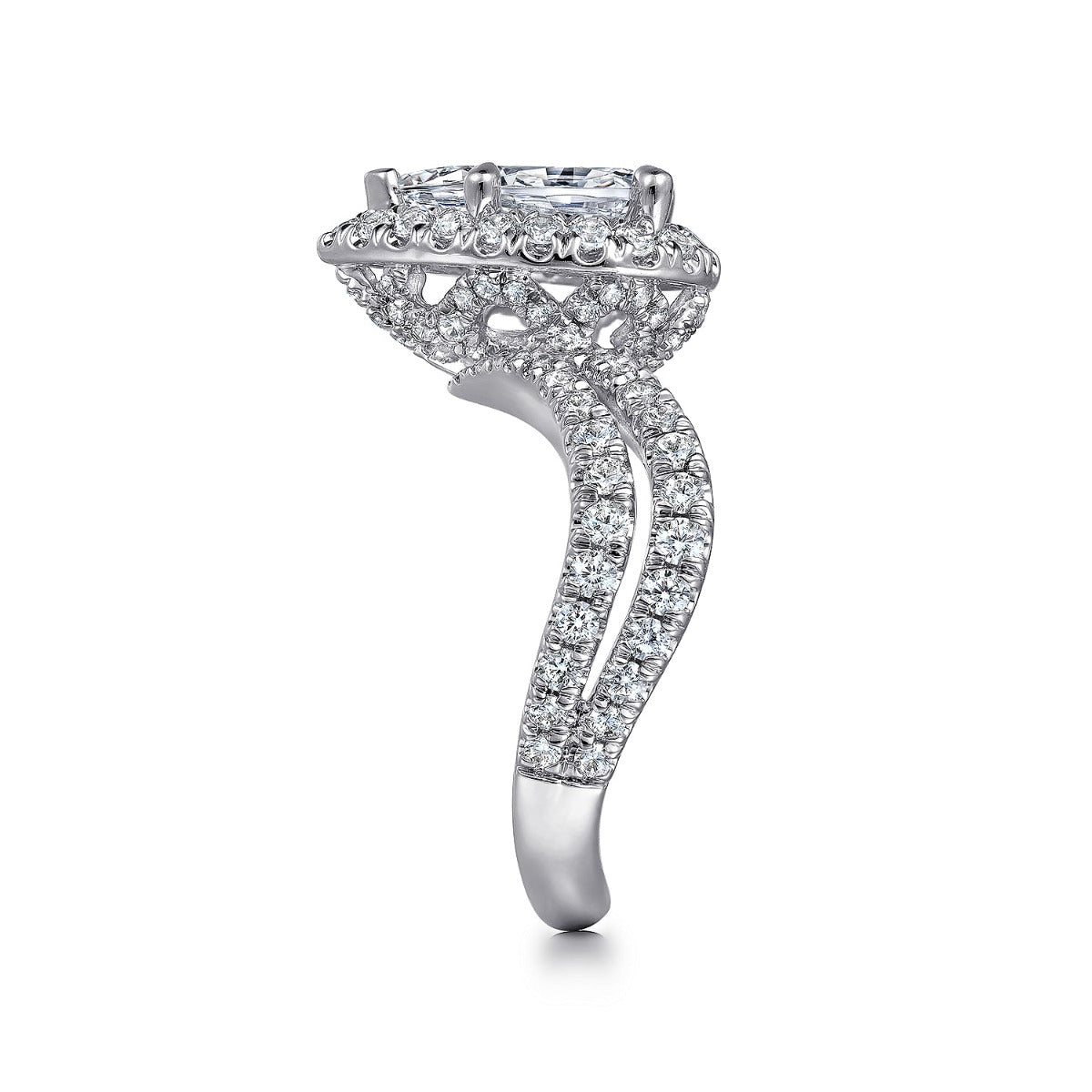 Madeleine - 14K White Gold Pear Shape Halo Semi-Mount Ring