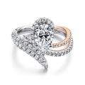 Mystic - 14K White-Rose Gold Pear Shape Halo Semi-Mount Ring