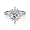 Astor - Unique 14K White Gold Round Halo Semi-Mount Ring