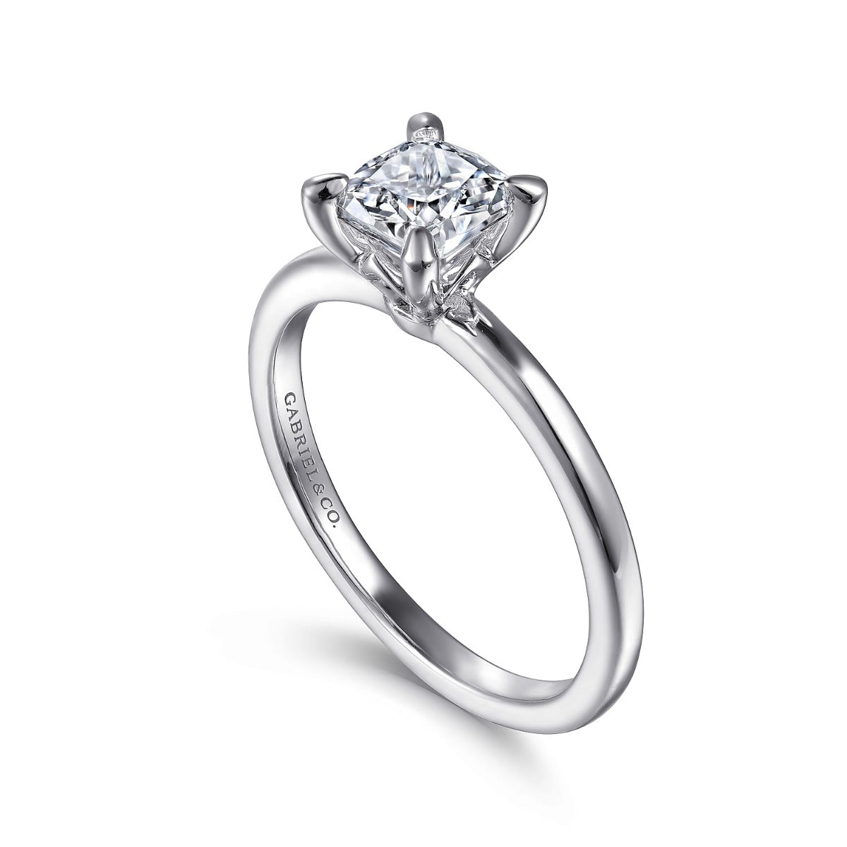 Ali - 14K White Gold Cushion Semi-Mount Ring