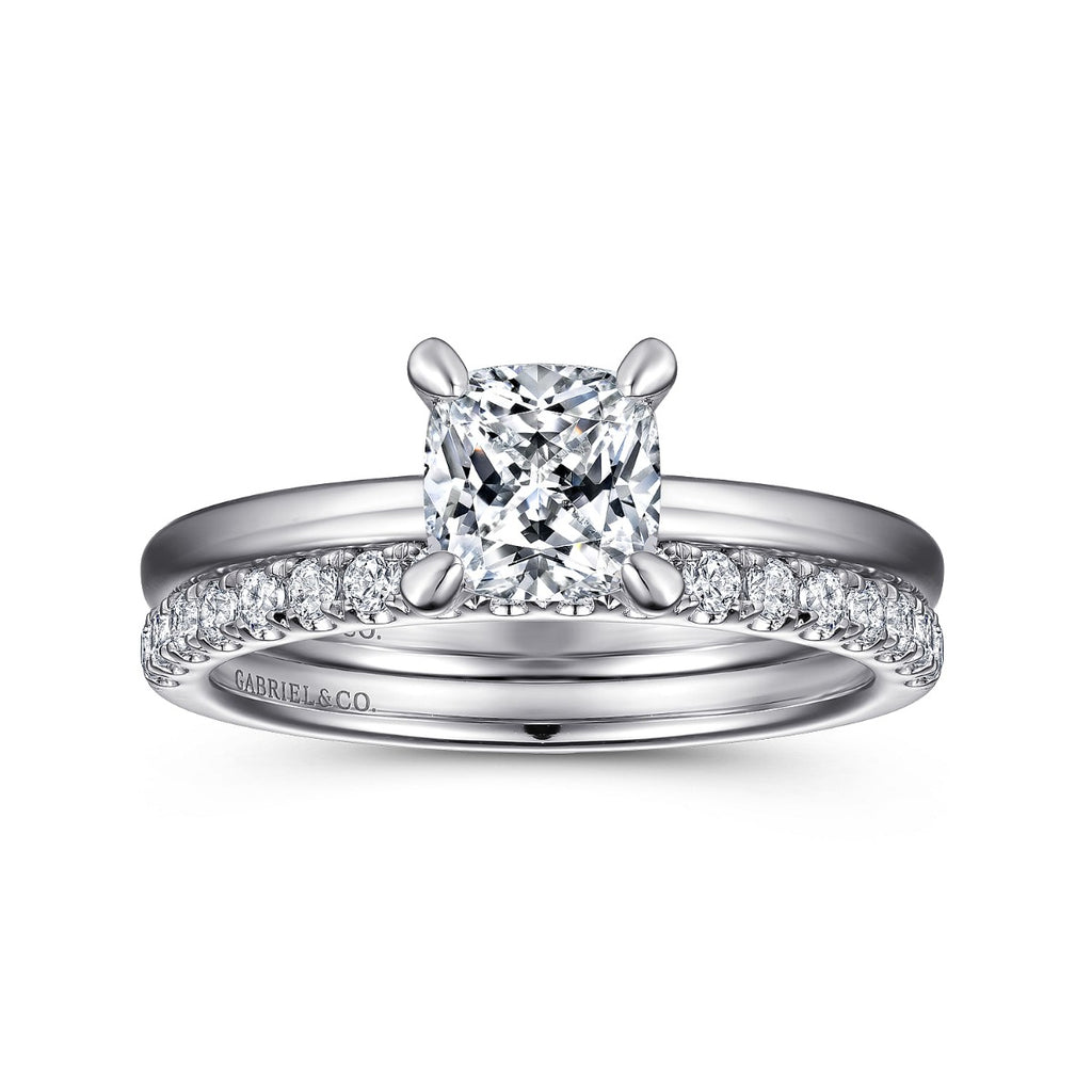 Ali - 14K White Gold Cushion Semi-Mount Ring