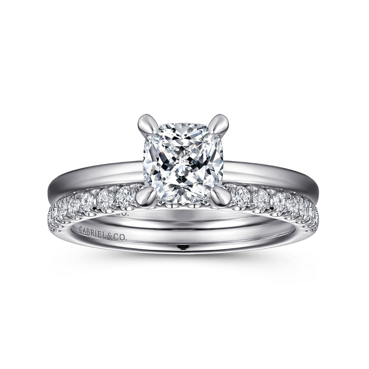 Ali - 14K White Gold Cushion Semi-Mount Ring