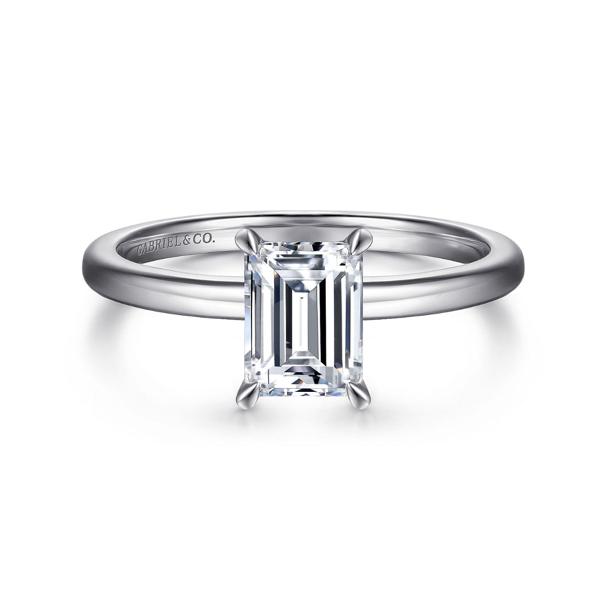 Ali - 14K White Gold Emerald Semi-Mount Ring