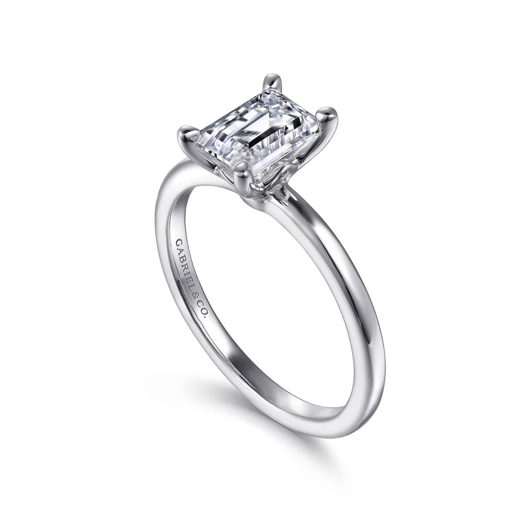 Ali - 14K White Gold Emerald Semi-Mount Ring