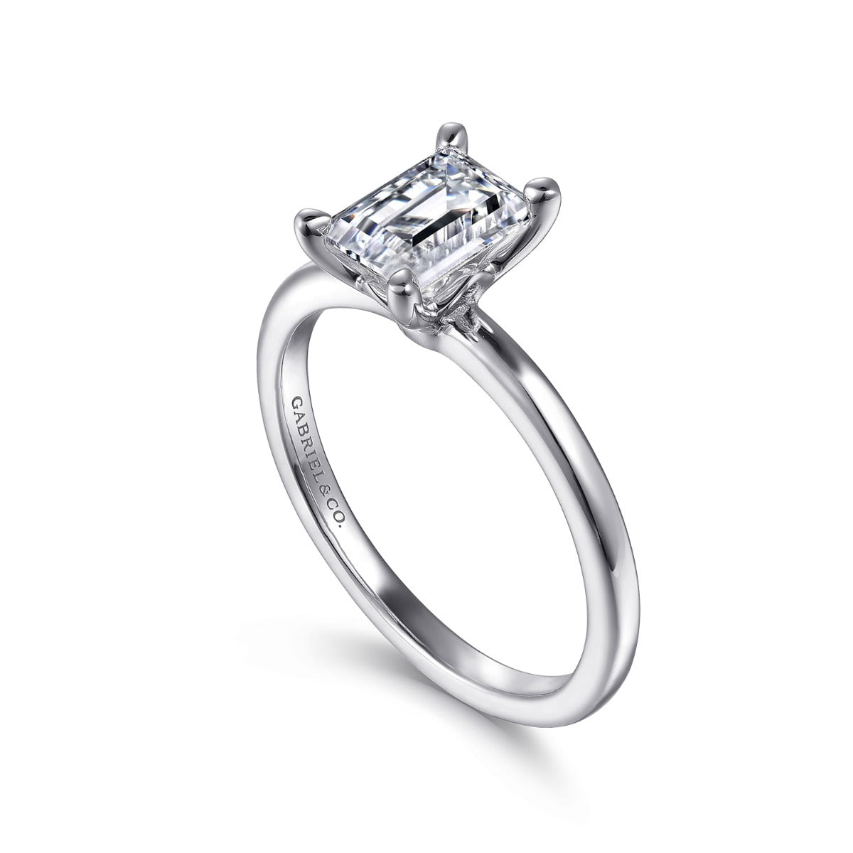 Ali - 14K White Gold Emerald Semi-Mount Ring