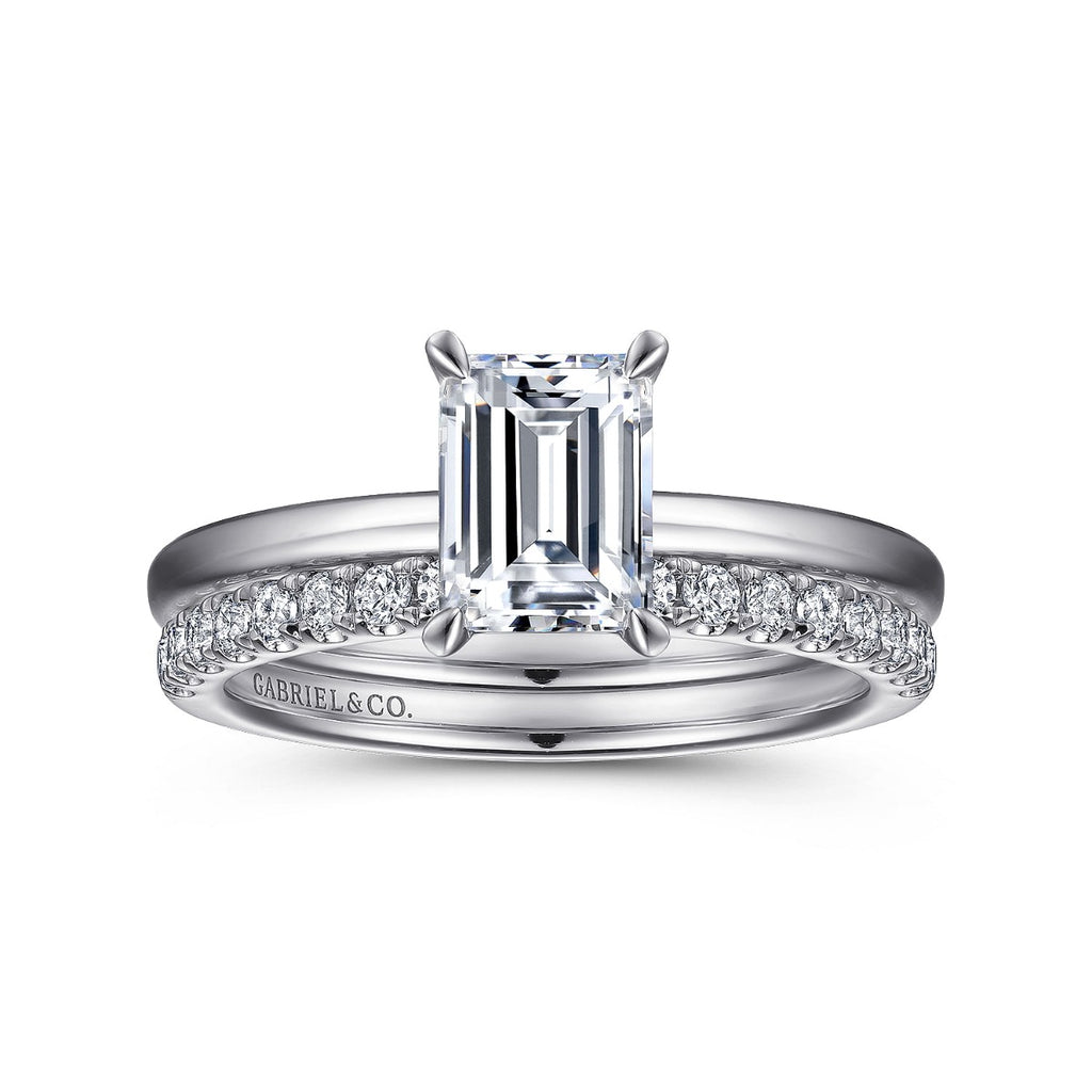 Ali - 14K White Gold Emerald Semi-Mount Ring