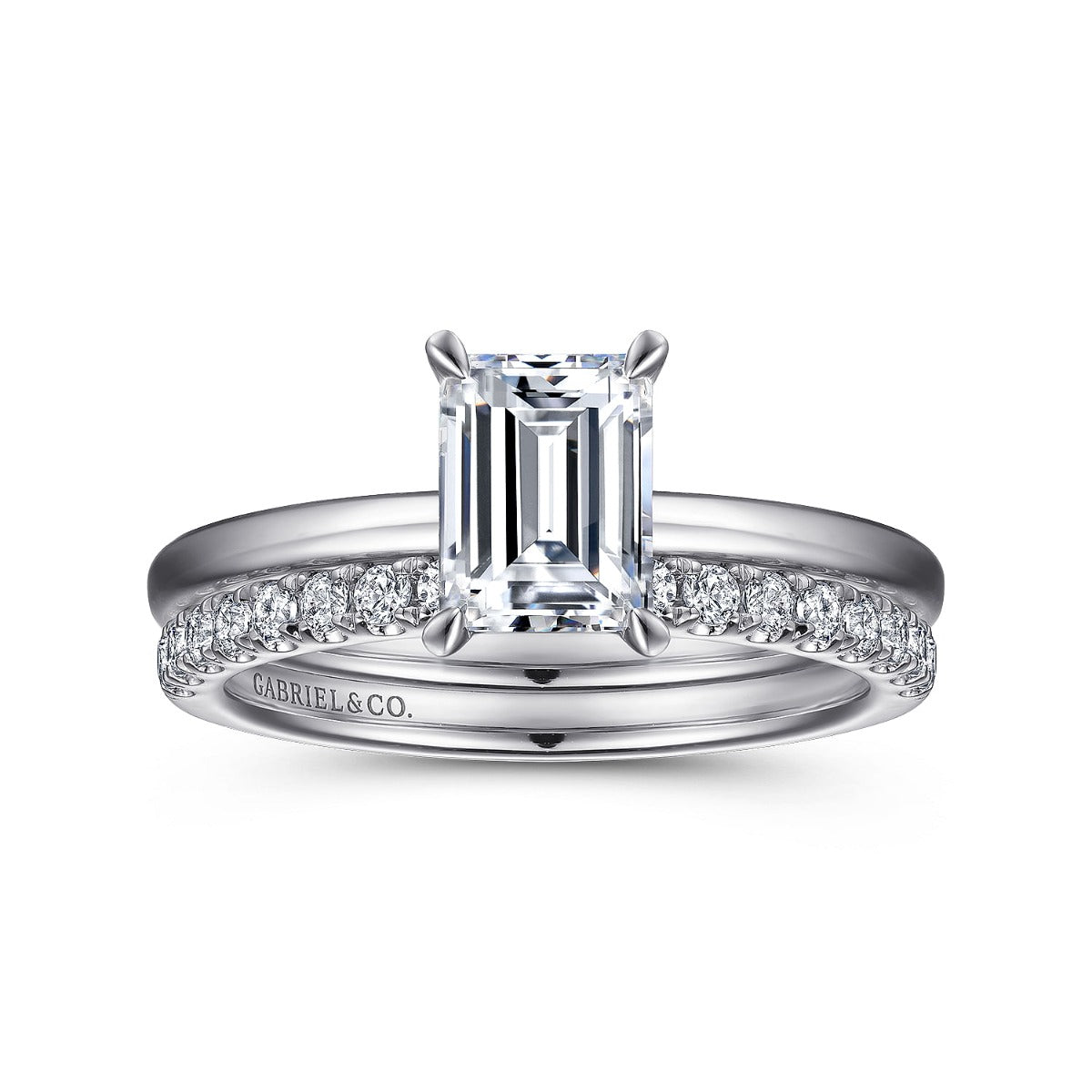 Ali - 14K White Gold Emerald Semi-Mount Ring