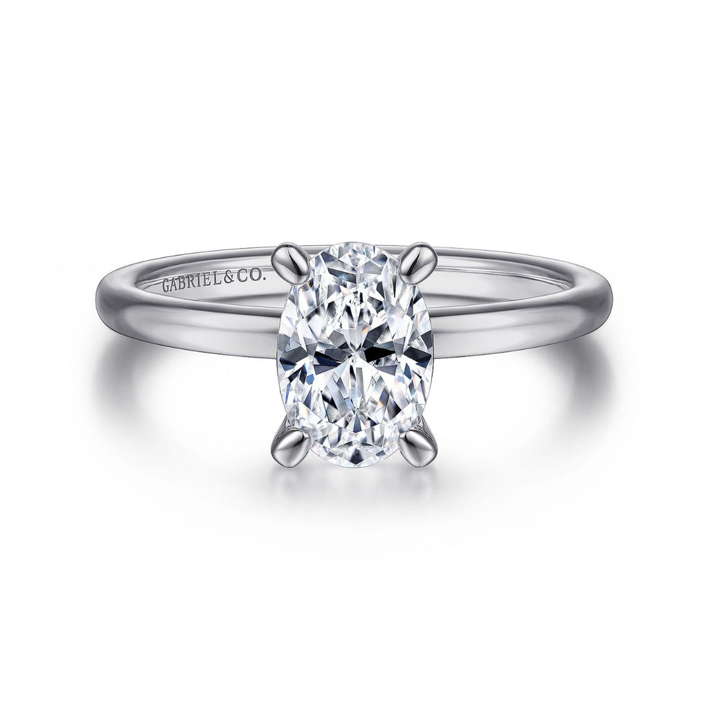 Ali - 14K White Gold Oval Semi-Mount Ring