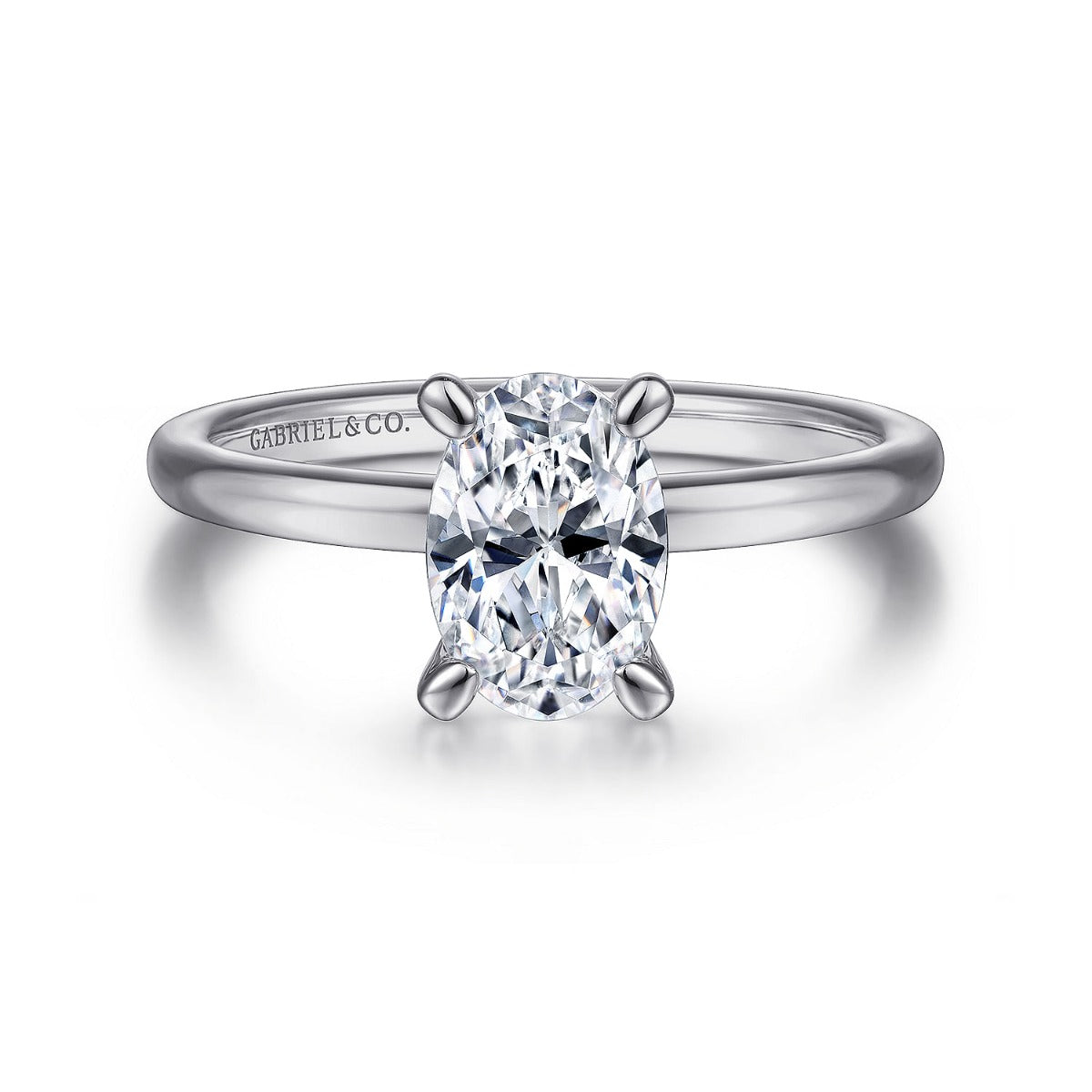 Ali - 14K White Gold Oval Semi-Mount Ring