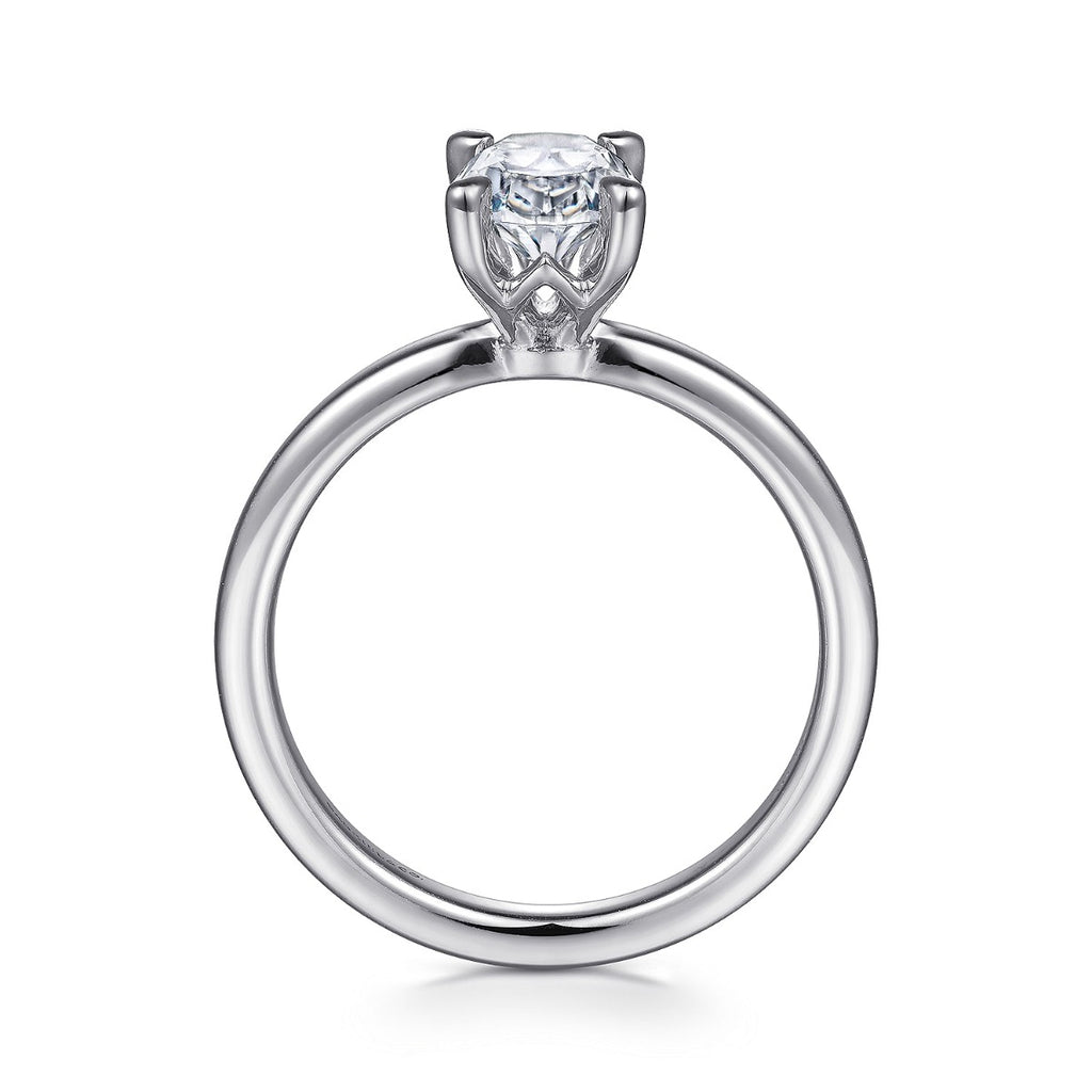 Ali - 14K White Gold Oval Semi-Mount Ring