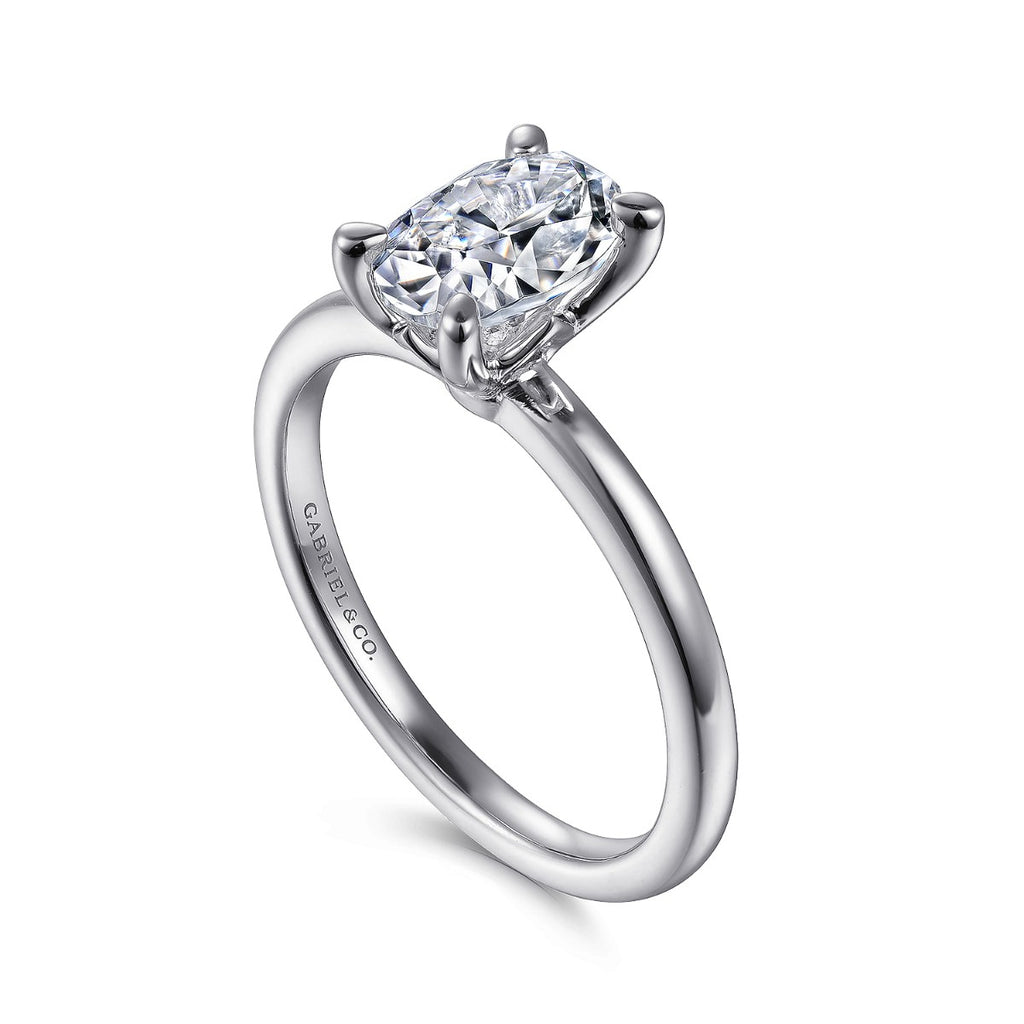 Ali - 14K White Gold Oval Semi-Mount Ring