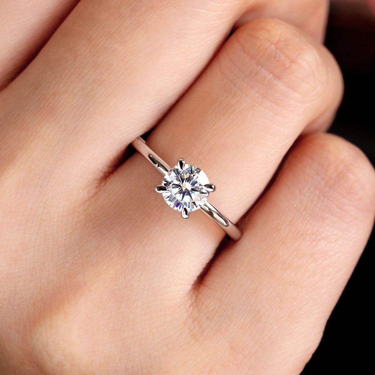 Ali - 14K White Gold Round Diamond Engagement Ring