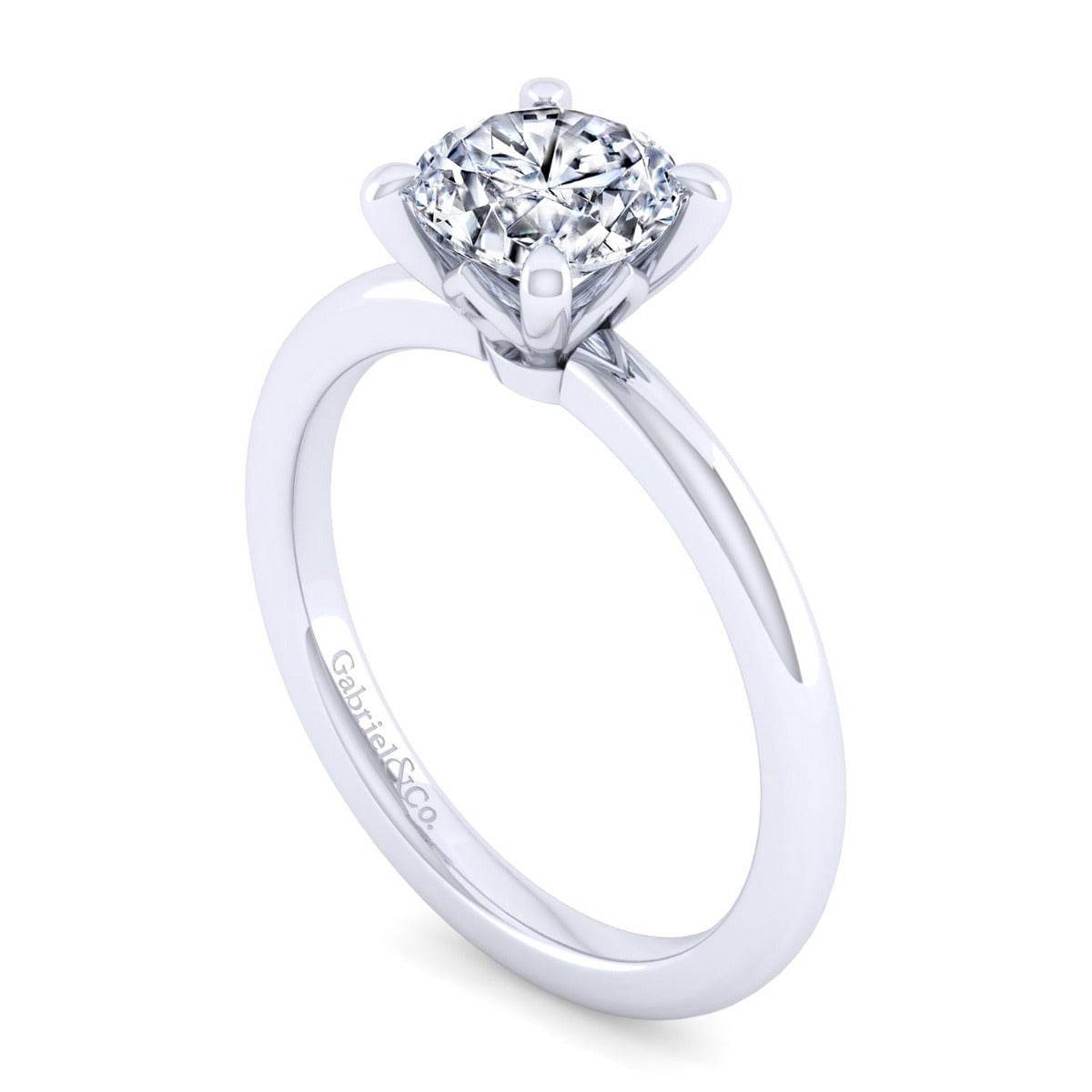 Ali - 14K White Gold Round Semi Mount Engagement Ring