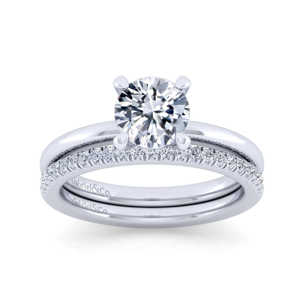 Ali - 14K White Gold Round Semi Mount Engagement Ring