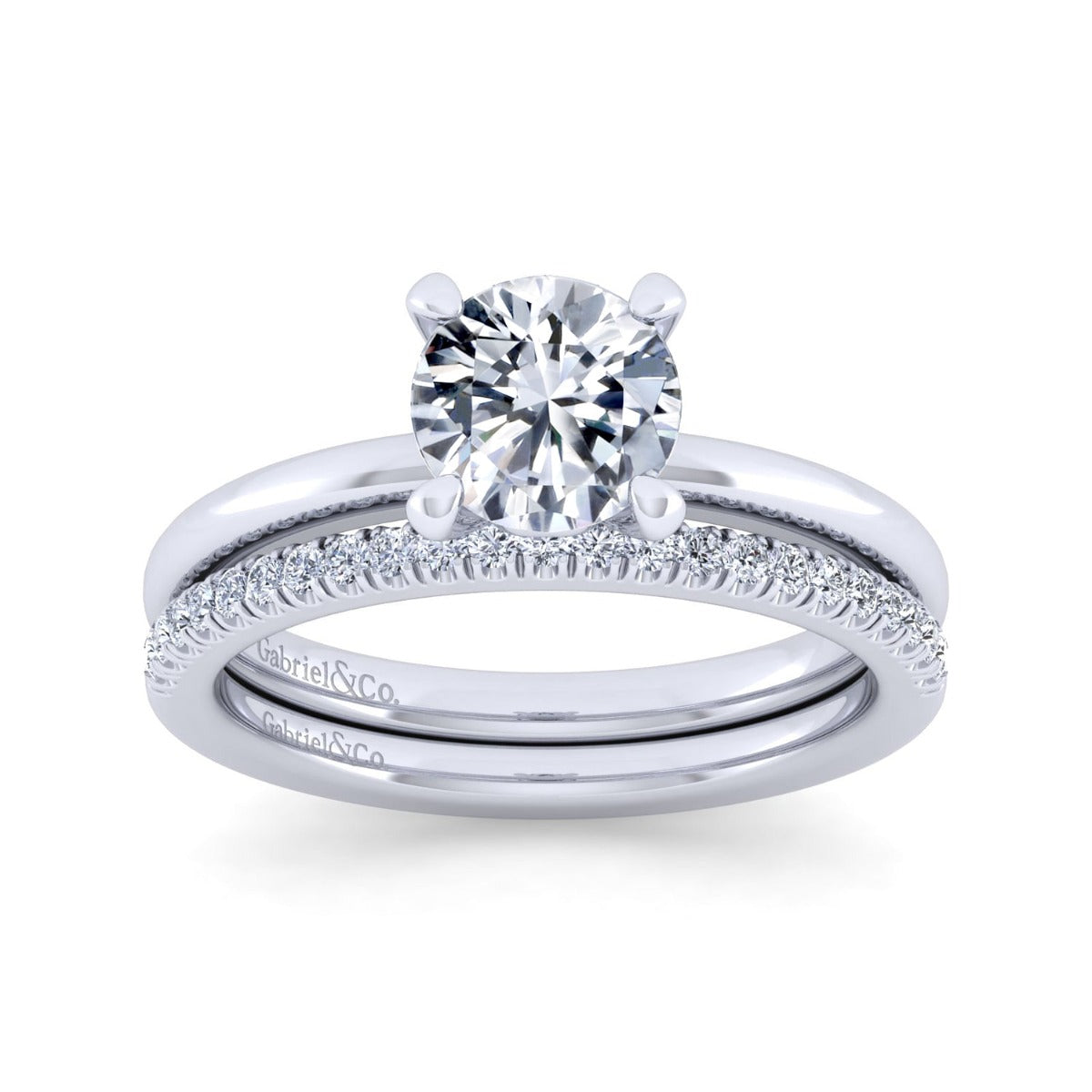 Ali - 14K White Gold Round Semi Mount Engagement Ring