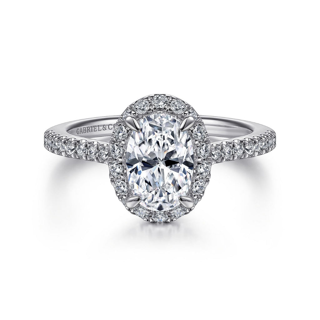 Idina - 14K White Gold Oval Halo Semi-Mount Ring