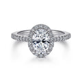Idina - 14K White Gold Oval Halo Semi-Mount Ring