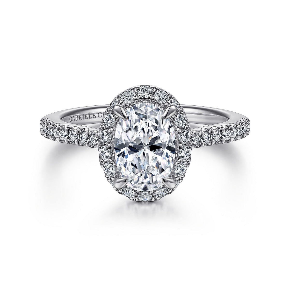 Idina - 14K White Gold Oval Halo Semi-Mount Ring