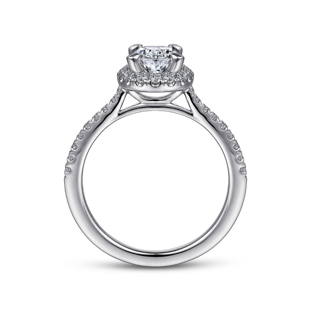 Idina - 14K White Gold Oval Halo Semi-Mount Ring