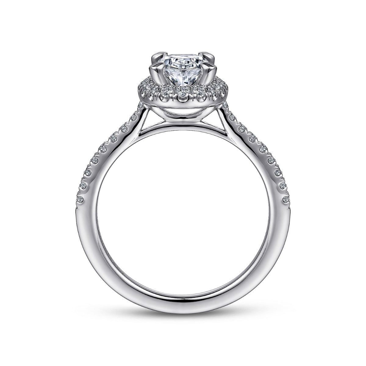 Idina - 14K White Gold Oval Halo Semi-Mount Ring