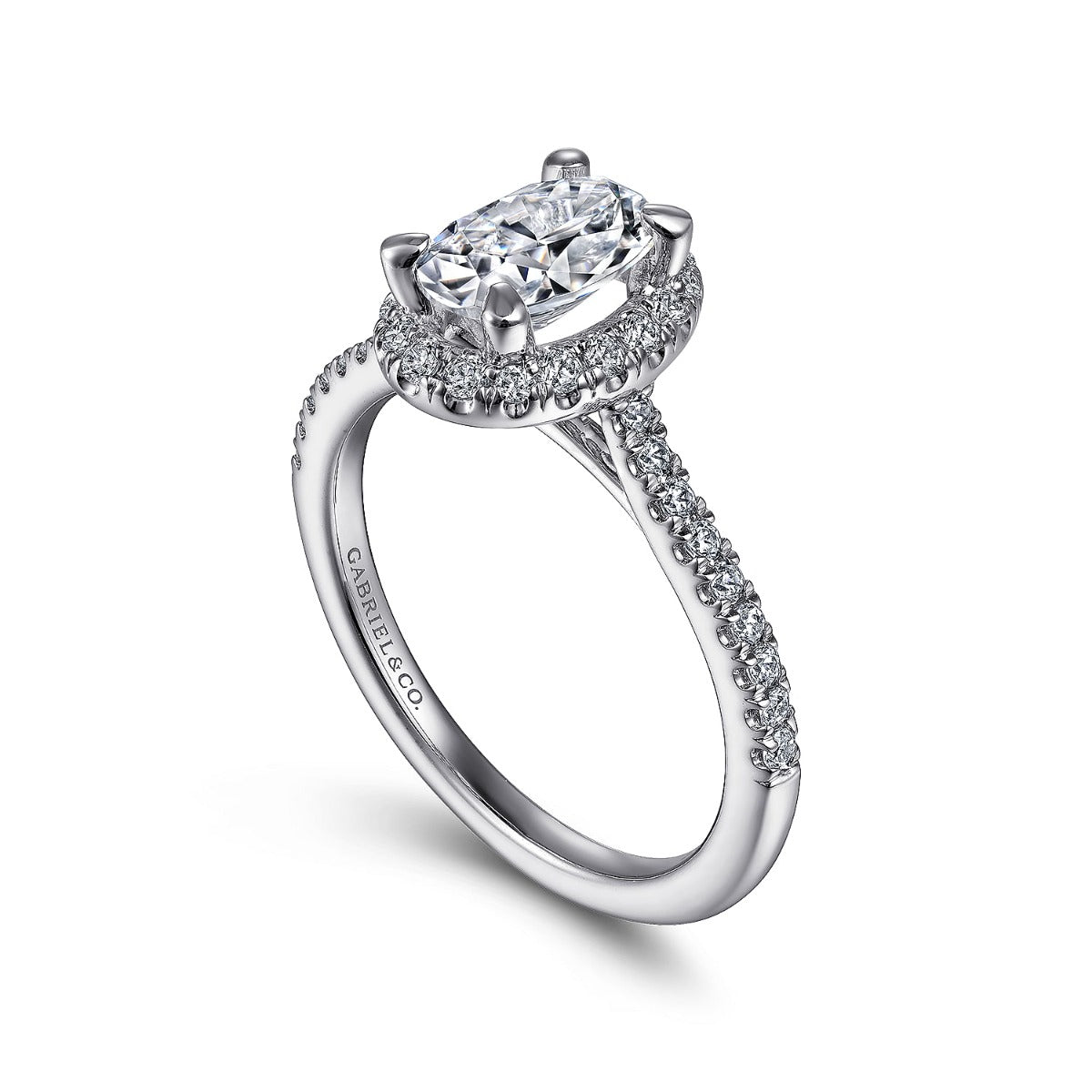 Idina - 14K White Gold Oval Halo Semi-Mount Ring