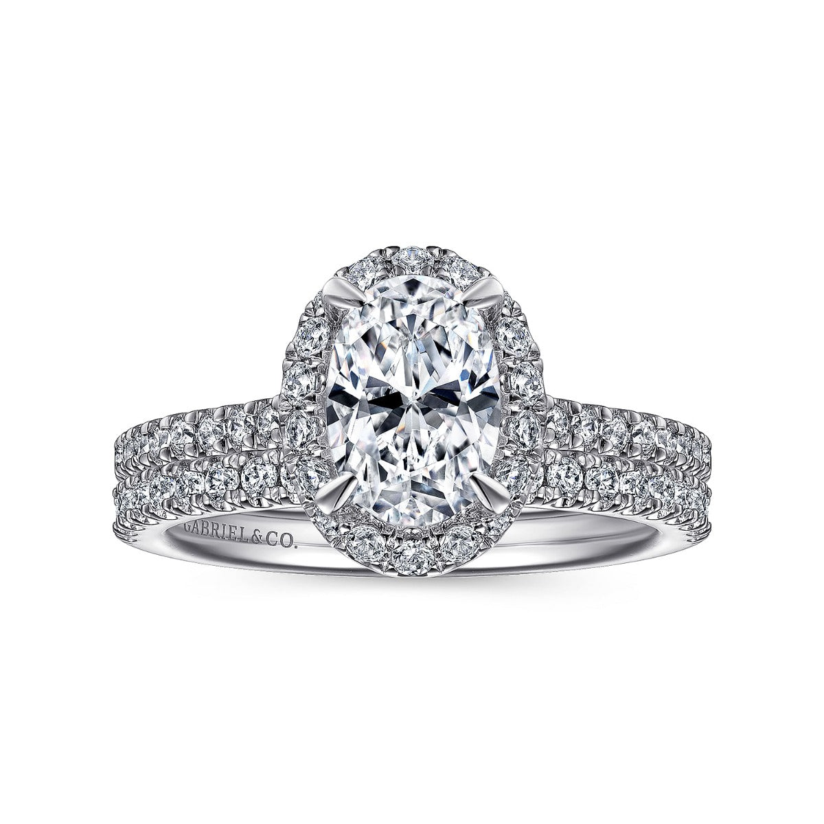 Idina - 14K White Gold Oval Halo Semi-Mount Ring