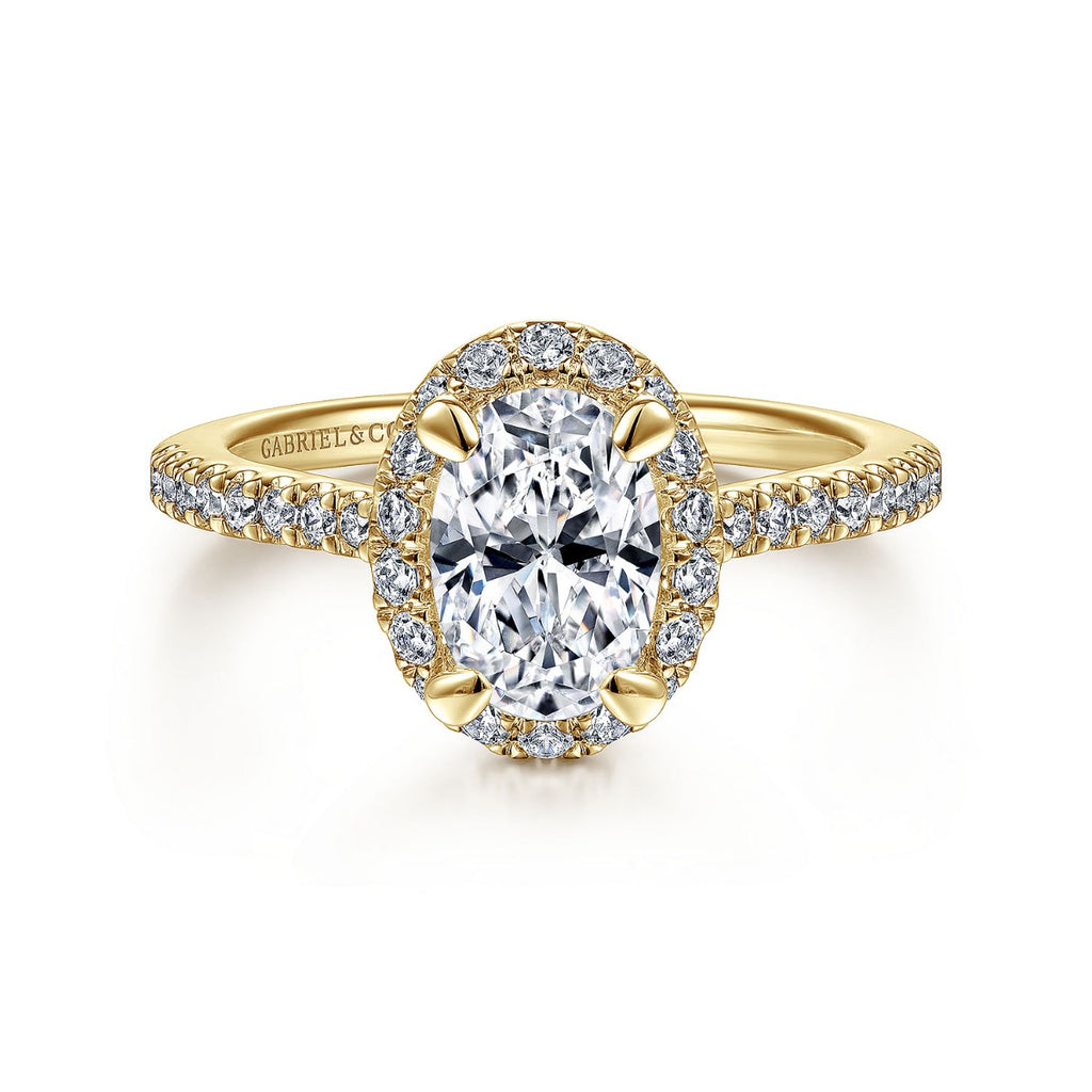 Idina - 14K Yellow Gold Oval Halo Semi-Mount Ring