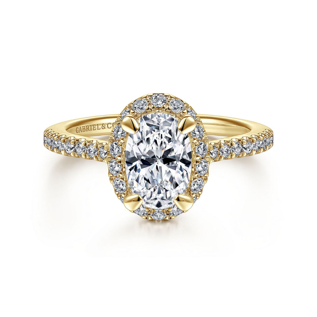 Idina - 14K Yellow Gold Oval Halo Semi-Mount Ring