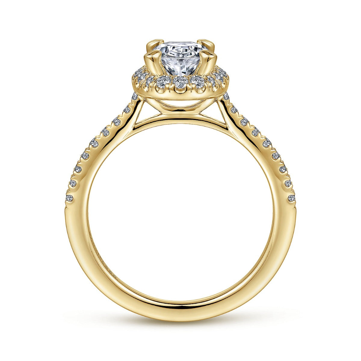 Idina - 14K Yellow Gold Oval Halo Semi-Mount Ring