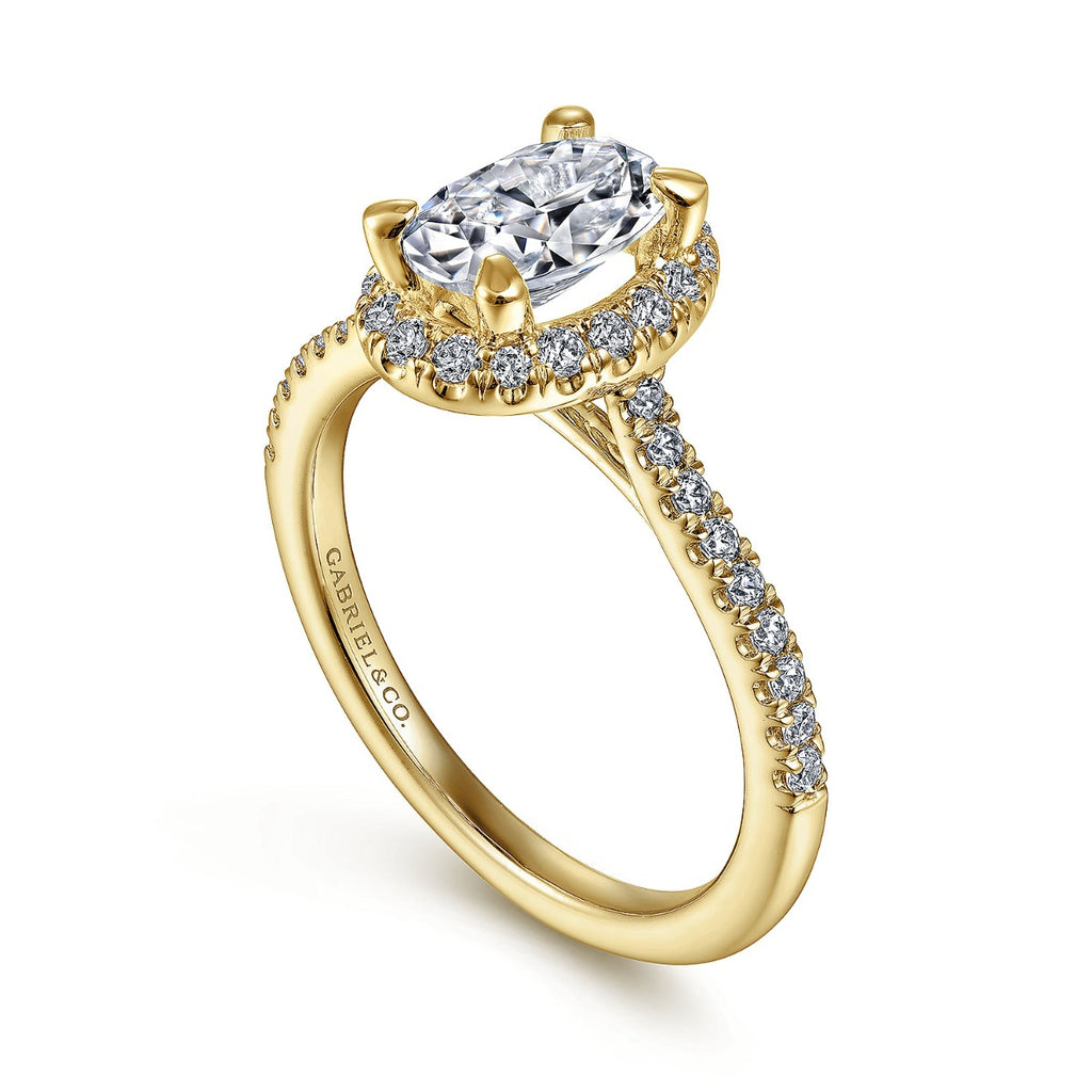 Idina - 14K Yellow Gold Oval Halo Semi-Mount Ring