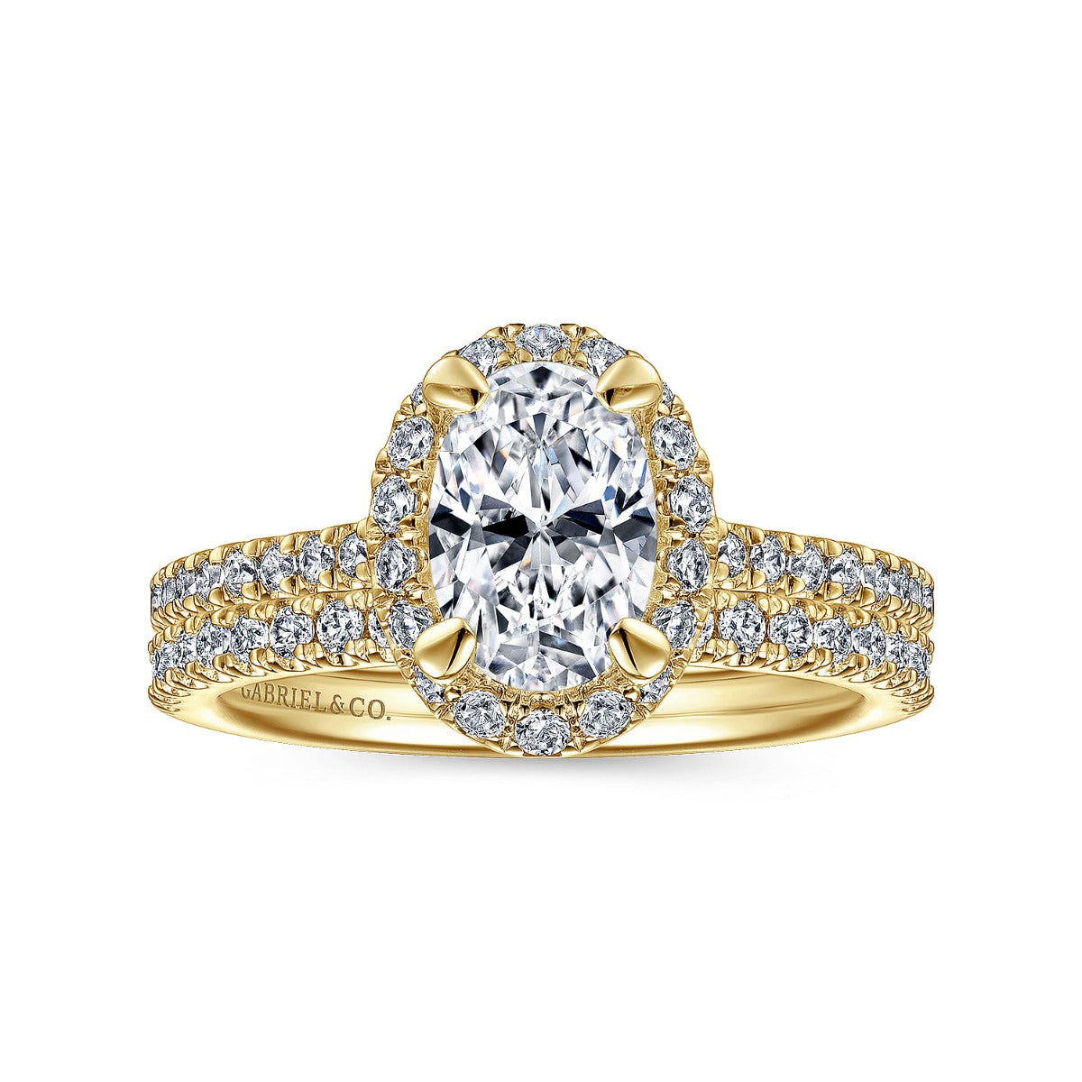 Idina - 14K Yellow Gold Oval Halo Semi-Mount Ring