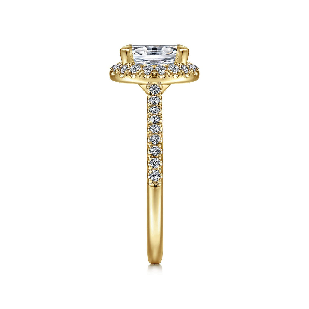 Idina - 14K Yellow Gold Oval Halo Semi-Mount Ring