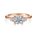 Sanaa - 14K Rose Gold Round Three Stone Semi-Mount Ring