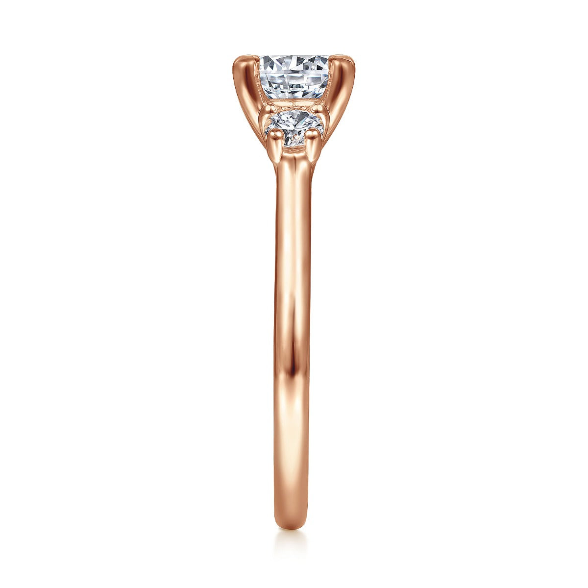 Sanaa - 14K Rose Gold Round Three Stone Semi-Mount Ring