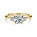 Sanaa - 14K Yellow Gold Round Three Stone Semi-Mount Ring