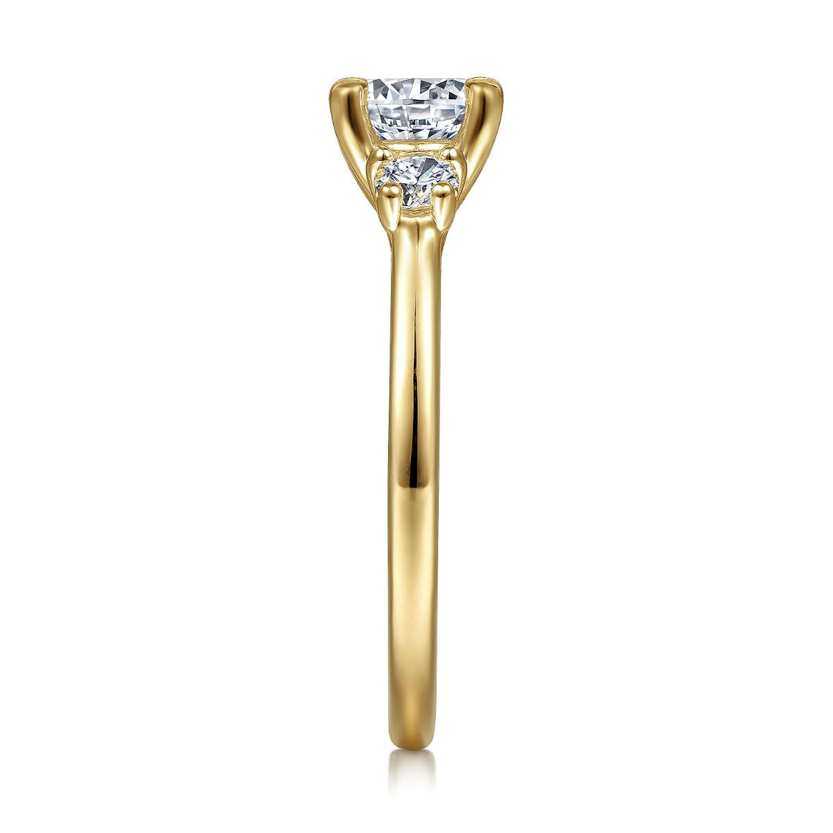Sanaa - 14K Yellow Gold Round Three Stone Semi-Mount Ring