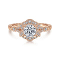 Abel - Unique 14K Rose Gold Vintage Inspired Semi Mount Halo Semi-Mount Ring