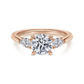 Sunday - 14K Rose Gold Round Three Stone Semi-Mount Ring