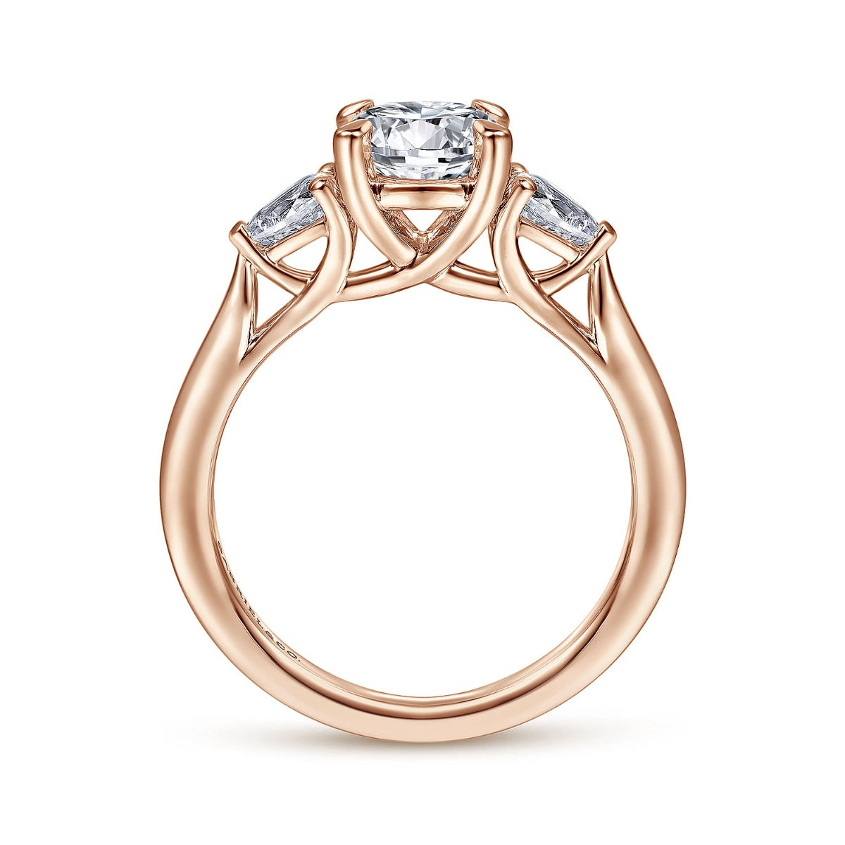 Sunday - 14K Rose Gold Round Three Stone Semi-Mount Ring