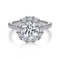 Charmaine - 14K White Gold Round Halo Semi-Mount Ring