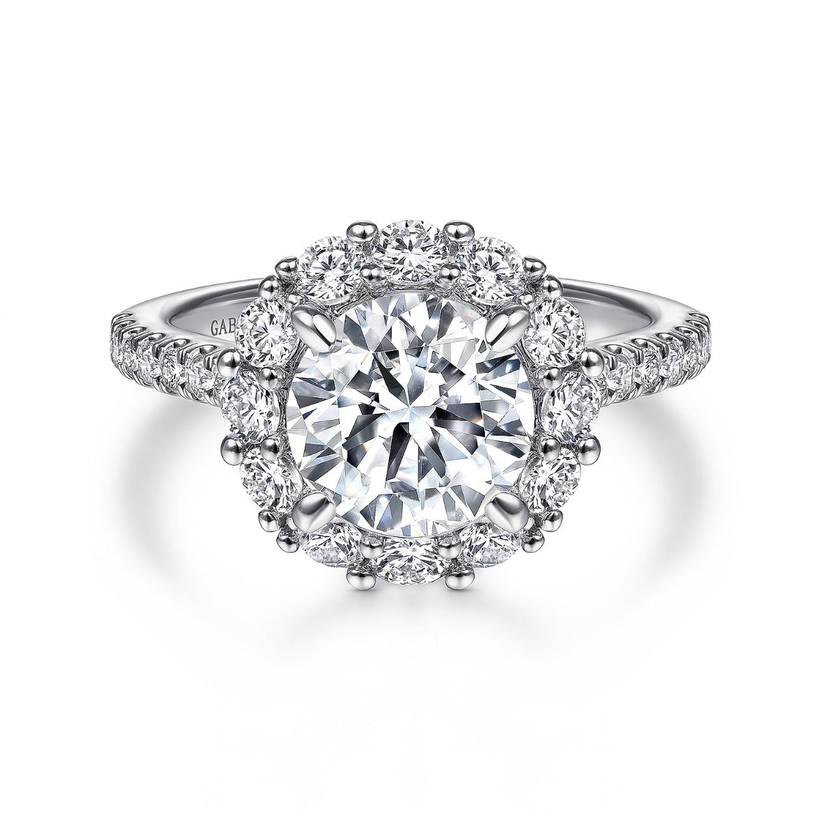 Charmaine - 14K White Gold Round Halo Semi-Mount Ring