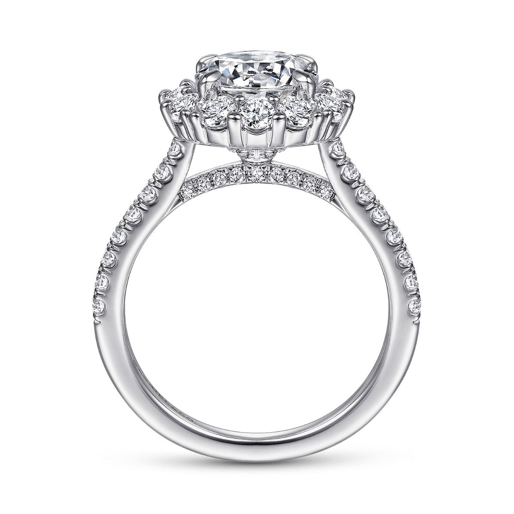 Charmaine - 14K White Gold Round Halo Semi-Mount Ring