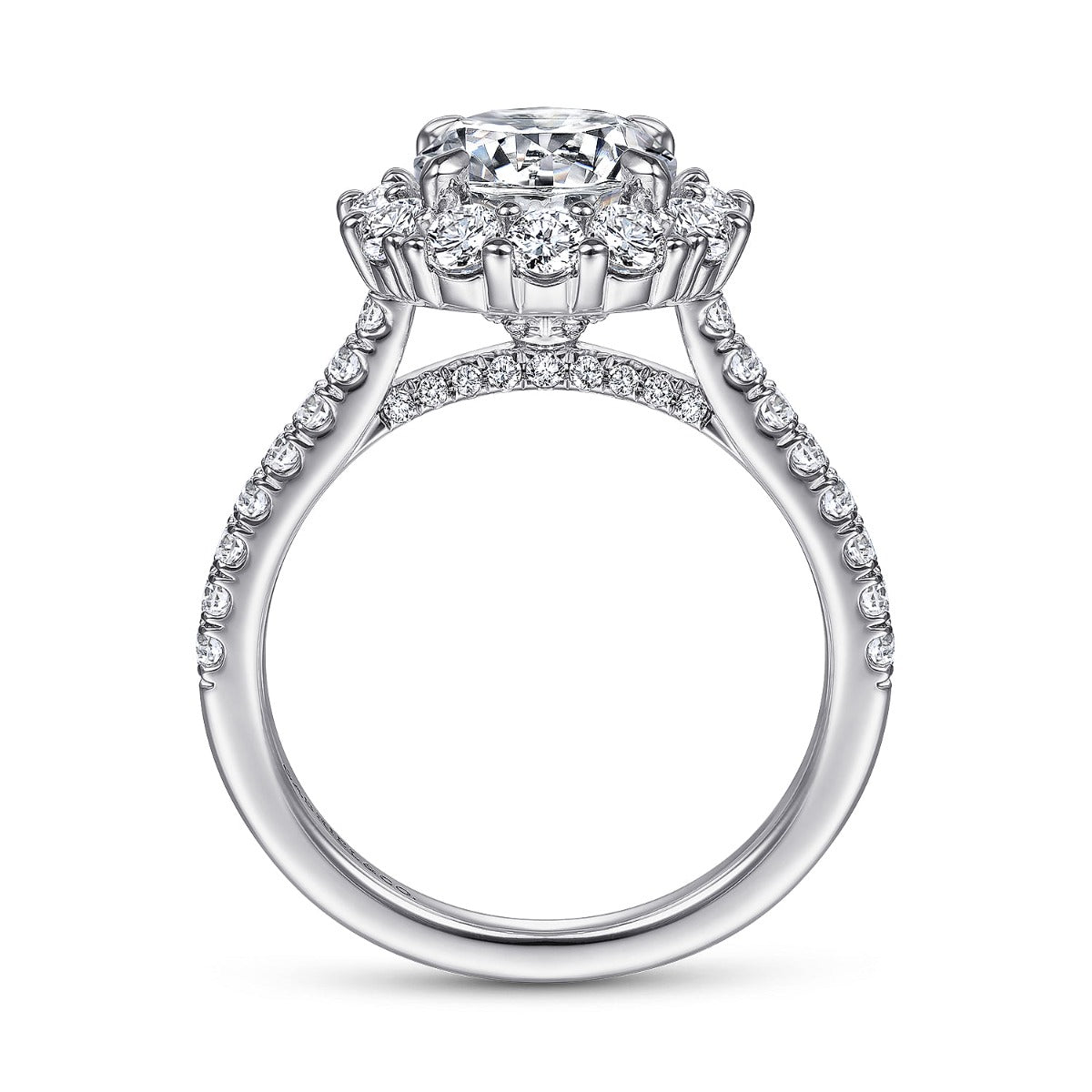 Charmaine - 14K White Gold Round Halo Semi-Mount Ring