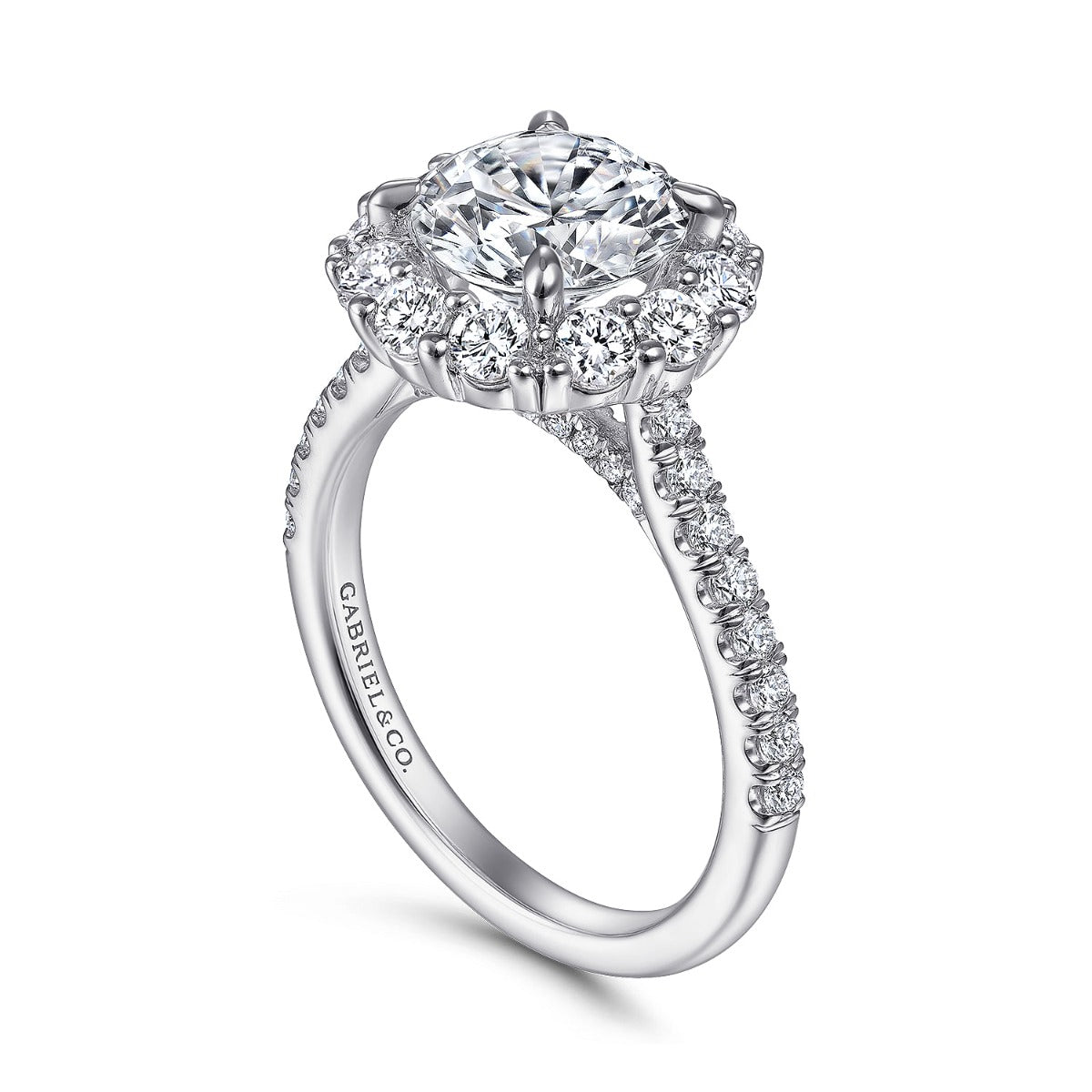 Charmaine - 14K White Gold Round Halo Semi-Mount Ring