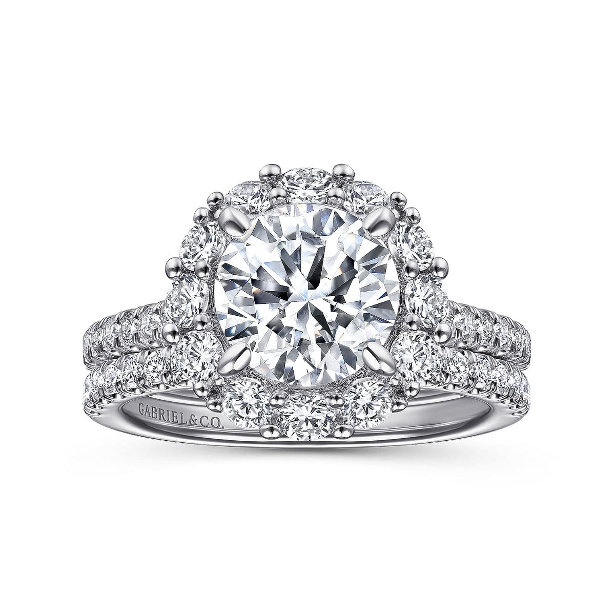 Charmaine - 14K White Gold Round Halo Semi-Mount Ring