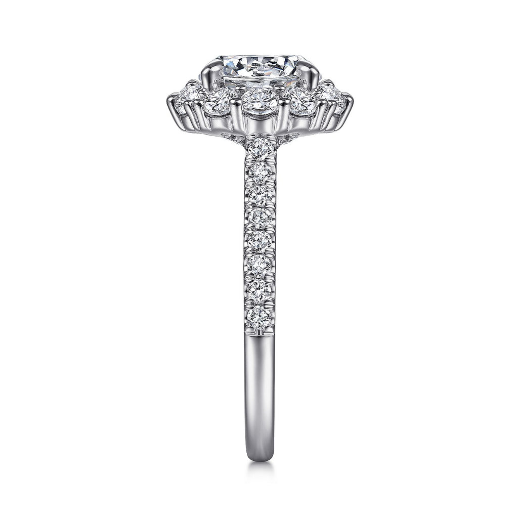 Charmaine - 14K White Gold Round Halo Semi-Mount Ring