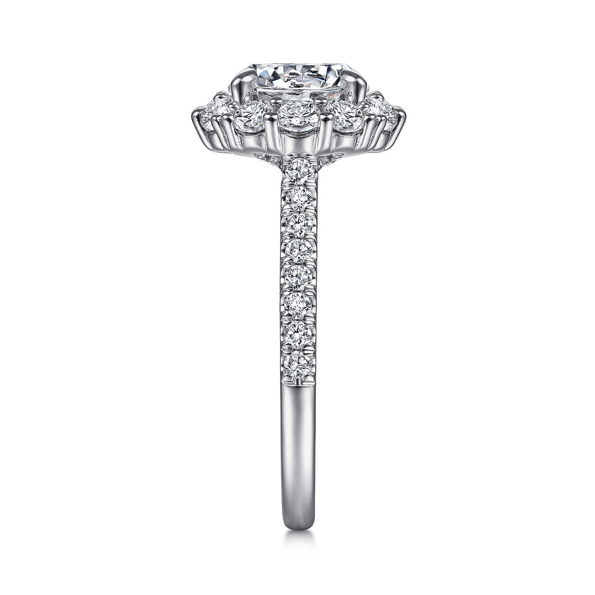 Charmaine - 14K White Gold Round Halo Semi-Mount Ring