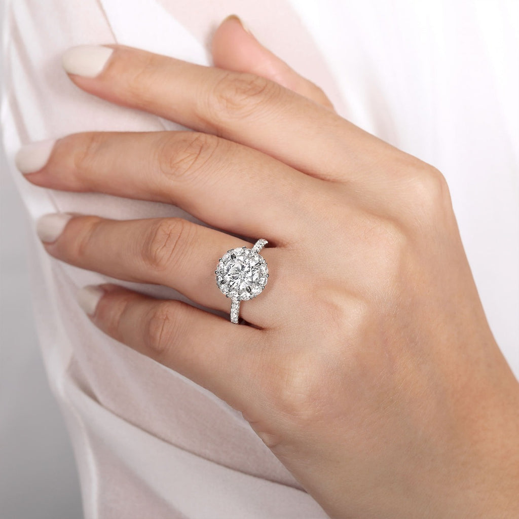 Charmaine - 14K White Gold Round Halo Semi-Mount Ring