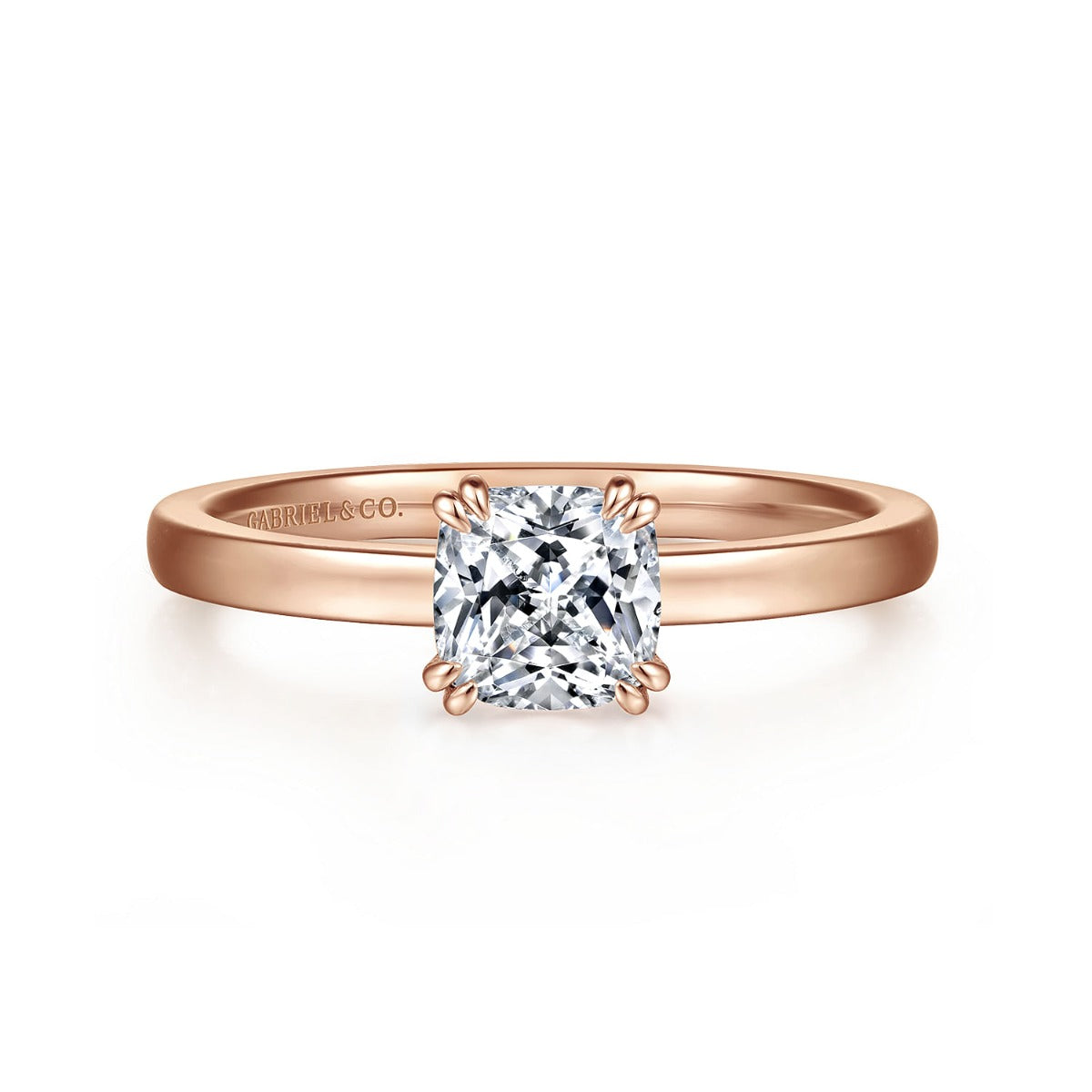 Paula - 14K Rose Gold Cushion Cut Semi-Mount Ring