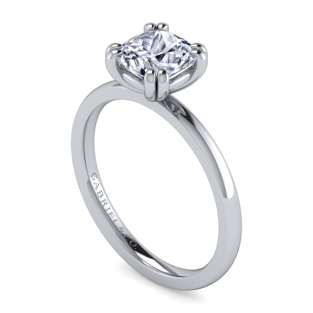Paula - 14K White Gold Cushion Cut Diamond Engagement Ring